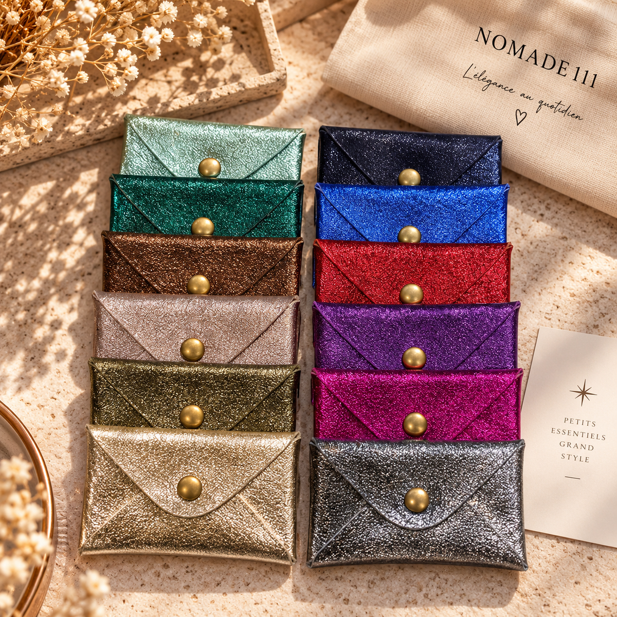 Porte-cartes en cuir brillant colorés Nomade 111