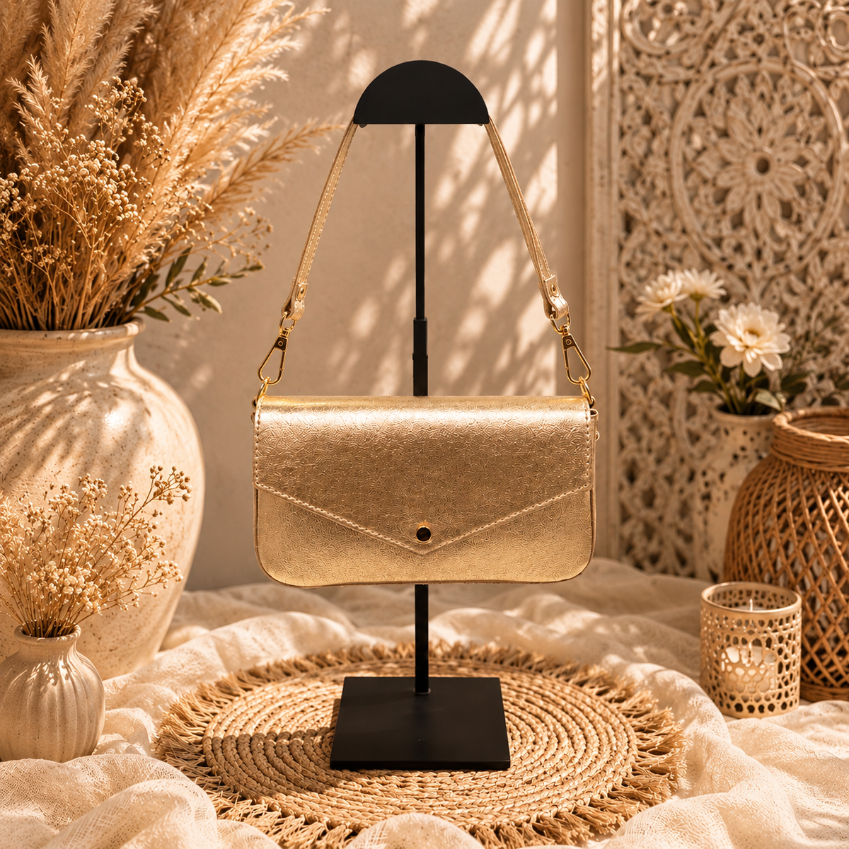 Sac pochette en cuir brillant