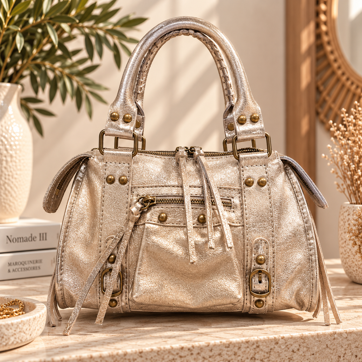 Nomade Icon Mini ⭐ – Sac en cuir brillant