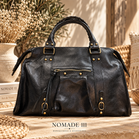Nomade Icon Maxi sac à main en cuir brillant noir