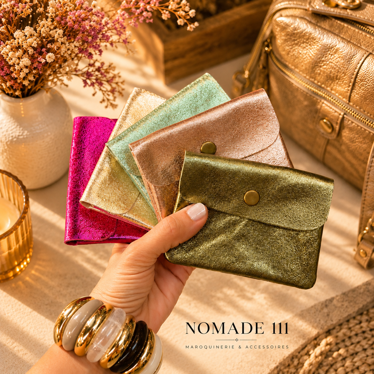 Nomade Pocket Mini porte-monnaie en cuir métallisé - Nomade 111